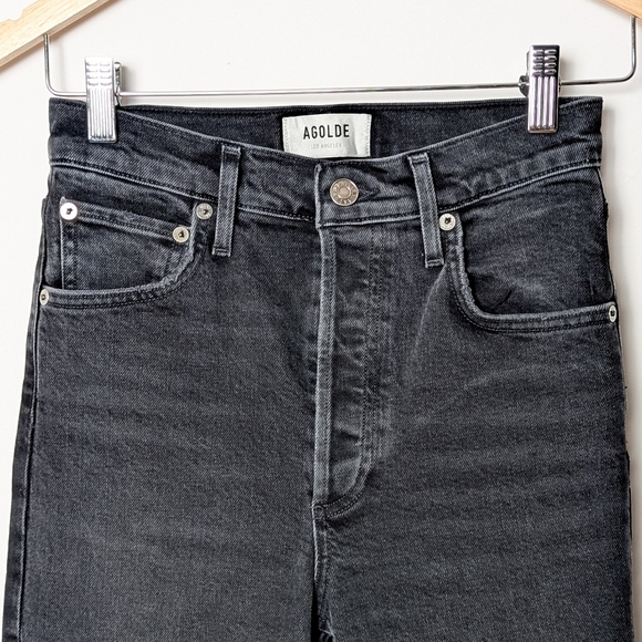 AGOLDE Riley Crop Jeans Black Straight Leg 24 - Picture 7 of 10